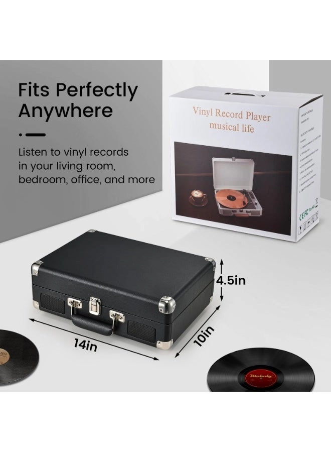 Vinyl Record Player - Portable Suitcase Bluetooth 3-Speed