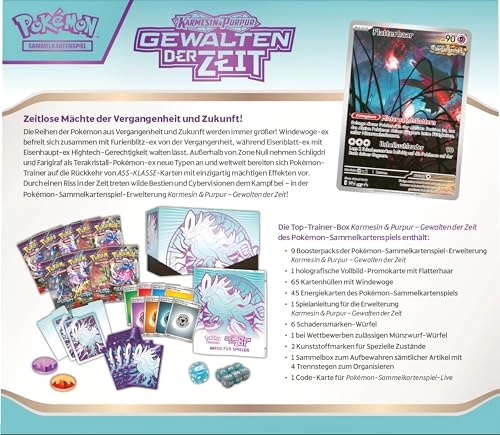 Top Trainer Box Crimson & Purple - Forces of Time: Windwave - 1 Holographic Full Screen Promo Card 9 Booster Packs
