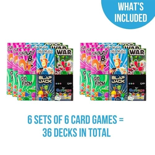Old Maid + Go Fish + Slapjack + Crazy 8's + War + Silly Monster Memory Match
