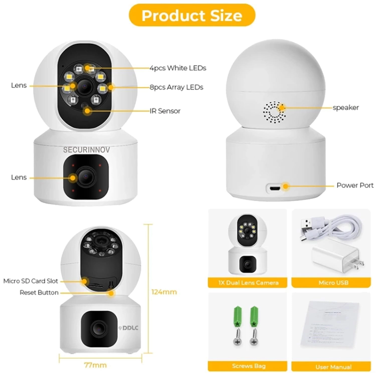 Dual Lens WiFi IP 360 Camera 1920 X 2160