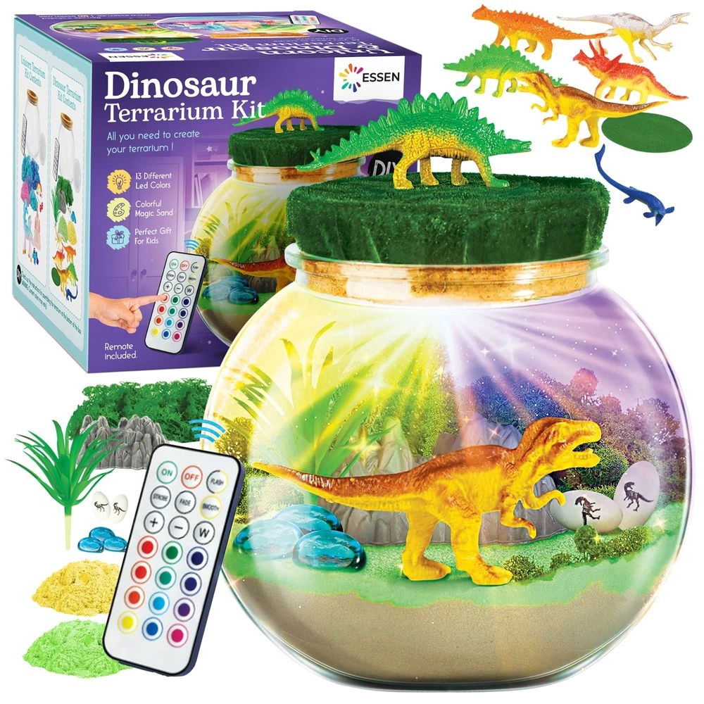 ESSEN DIY Terrarium Craft Kit - 13-colored LED night light six dinosaurs