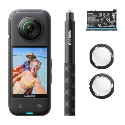 X3 - 360 5.7K + Case + Invisible Selfie Stick - 70cm + Extra Battery + Lens Cap + Memory Card - 64GB