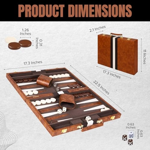 Backgammon Set - Classic Edition Premium Leather Case