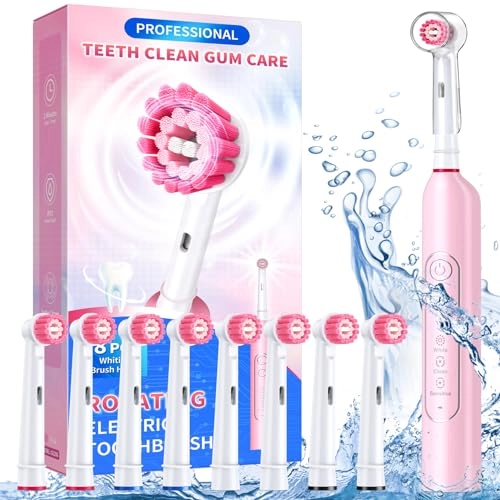 Rotating Electric Toothbrush - 8 Brush Heads 4 Modes 25-Day Battery Life