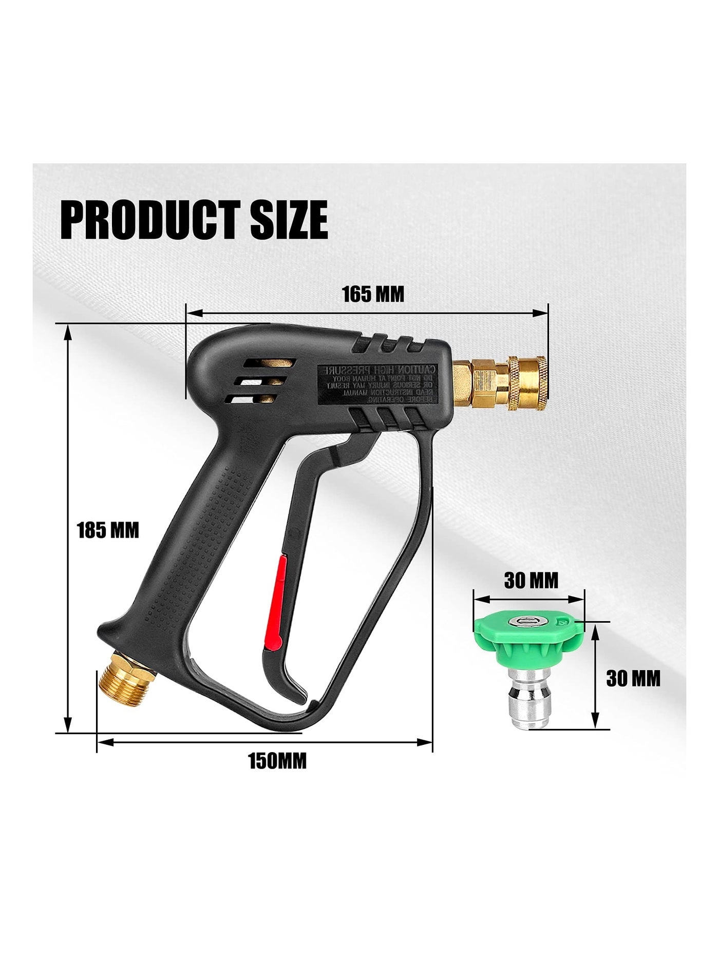 High Pressure Washer Gun - 5 Detachable Nozzle Tips Quick Connect M22-14mm