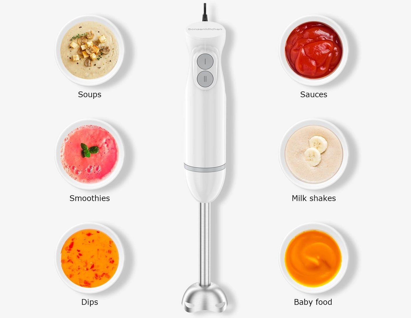 Hand Blender - 2-Speed Portable Stick