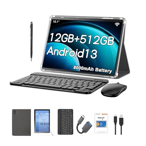 crelander Android Tablet - 512GB 101" + Case + Keyboard + Mouse + Stylus