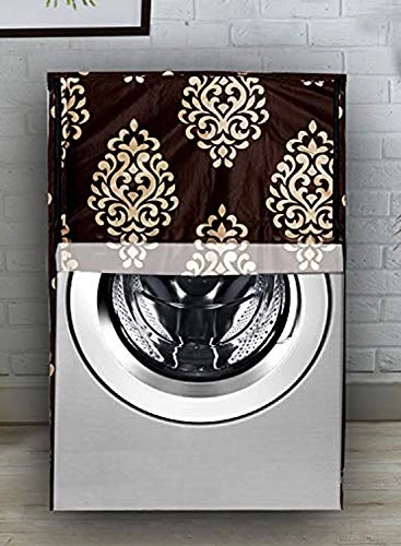 Washing Machine Cover - Washable Dustproof 23 X 23 X 33 inches + Designer Laundry Bag - Brown Floral