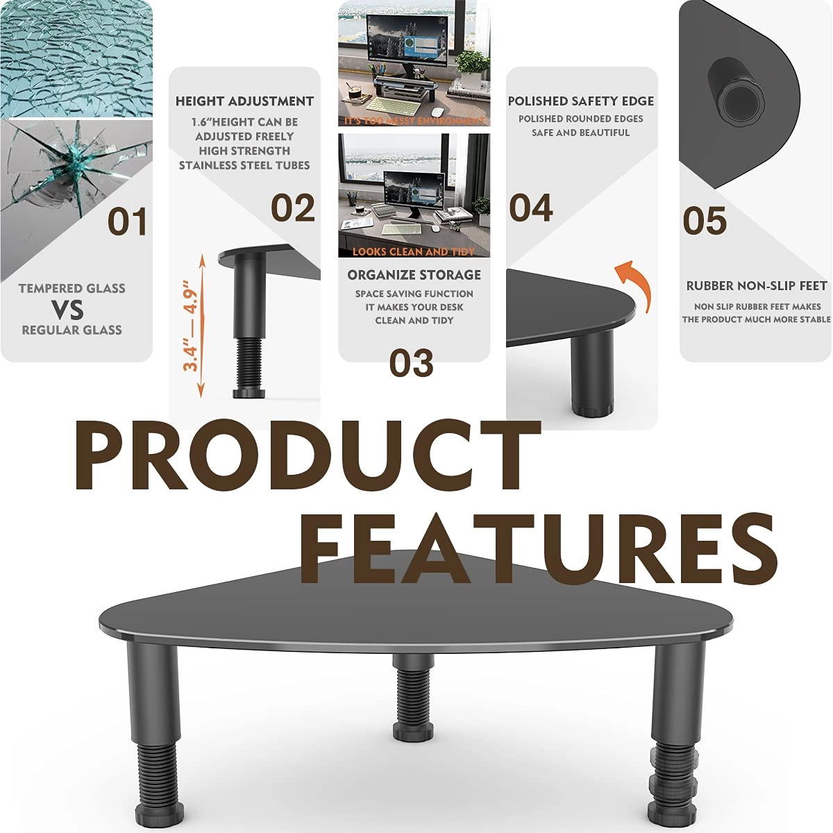 Glass Computer Monitor Stand Riser