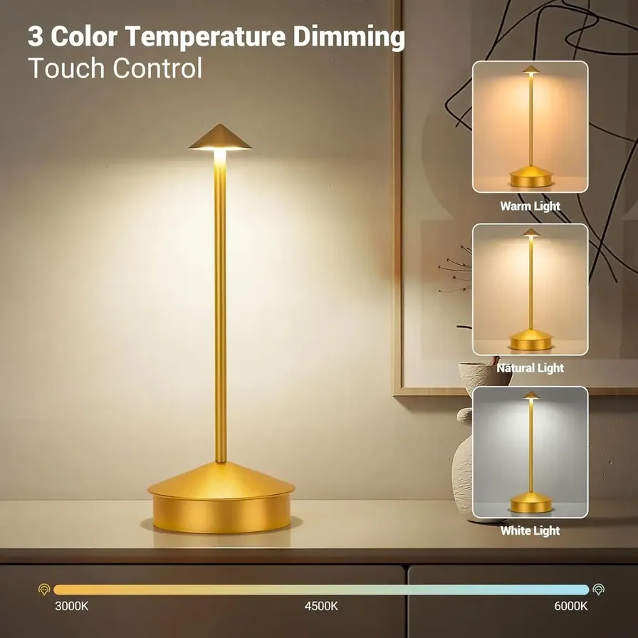 Cordless USB Rechargable Dimmable Table Lamp - 3 W 2600mAh