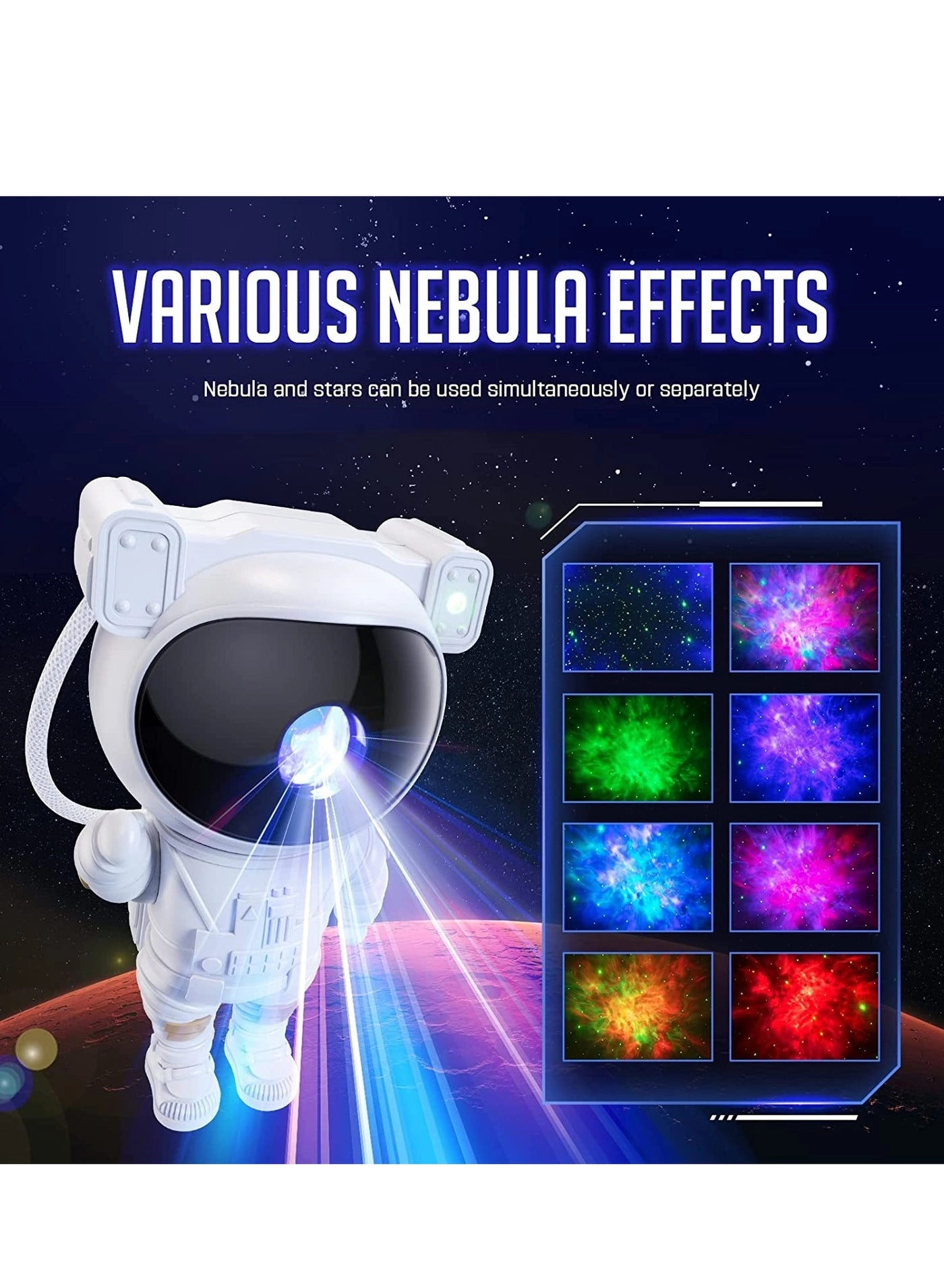 Astronaut Nebula Star Projector - Galaxy Night Light Remote Control Timer