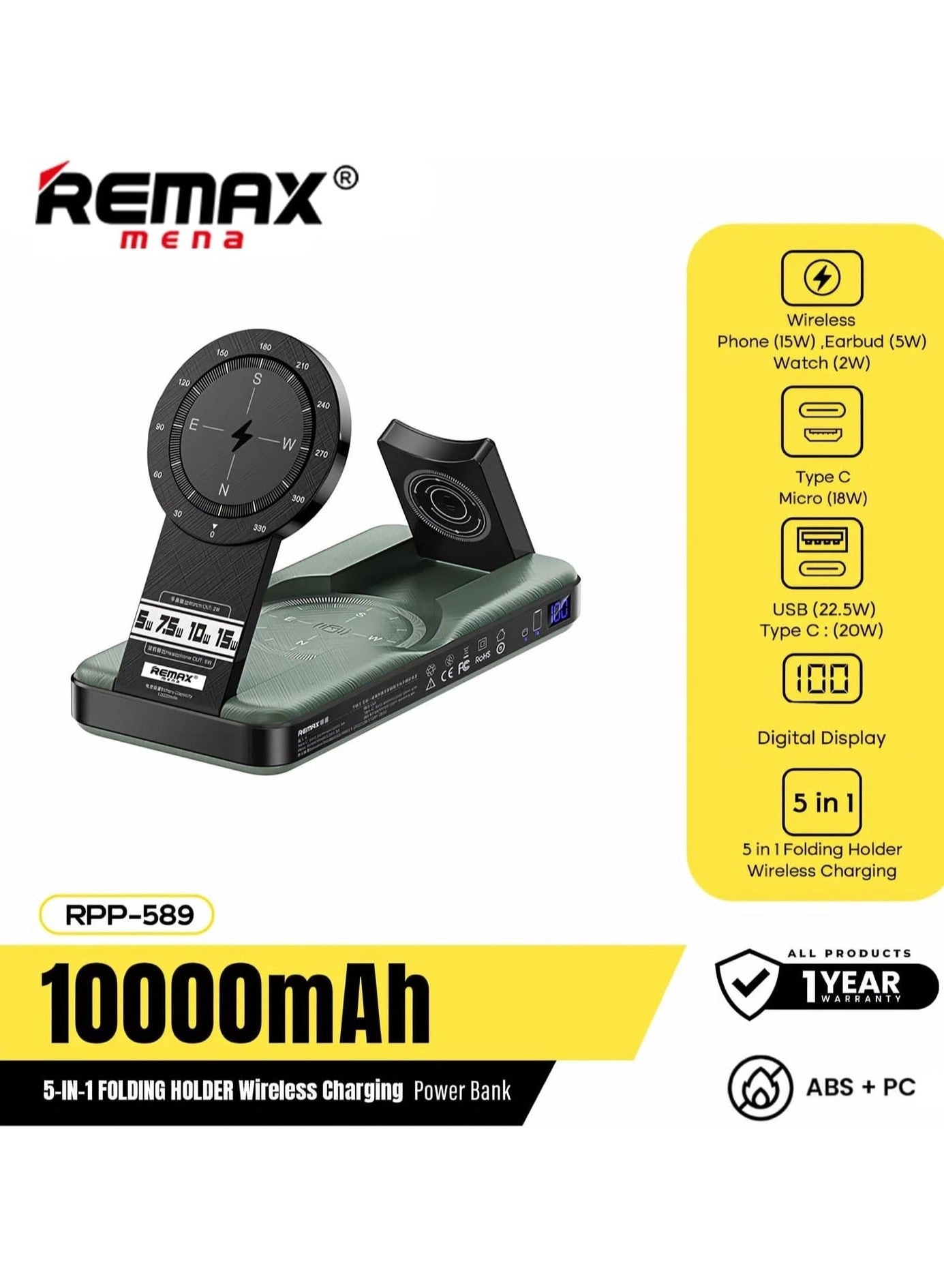 Power Bank 5 IN 1 - 10000mAh 22.5W