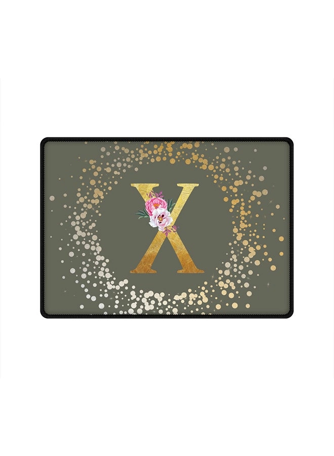 Custom Monogram Initial Letter Floral Pattern Cloth Gaming Mouse Pad - 35x25 cm