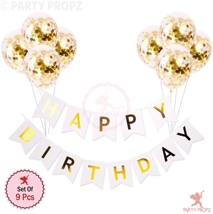 Birthday Banner With Confetti Balloons - 9 piece(s) Birthday