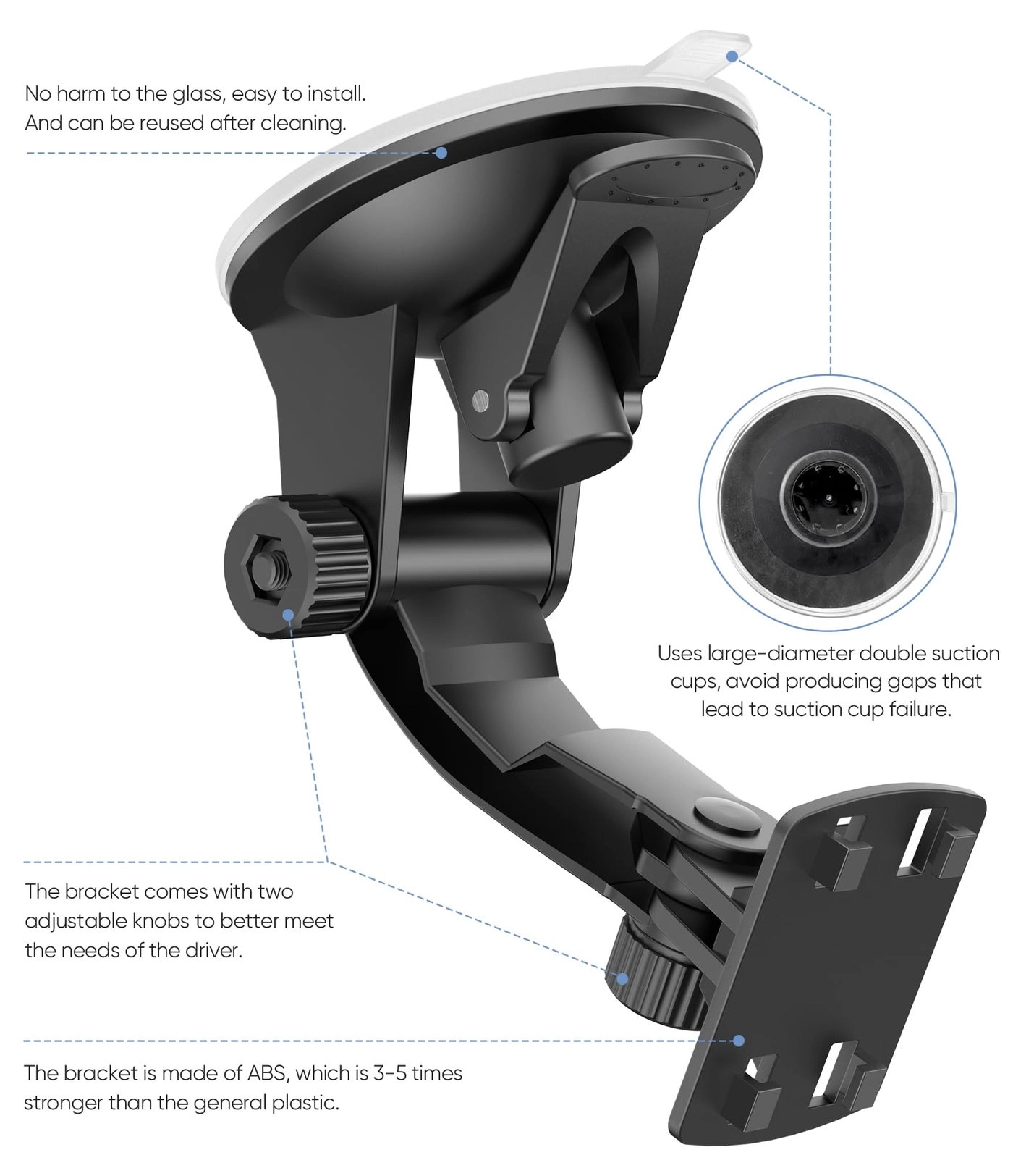 Windshield Mount - 4.3 Inch Suction Cup Bracket