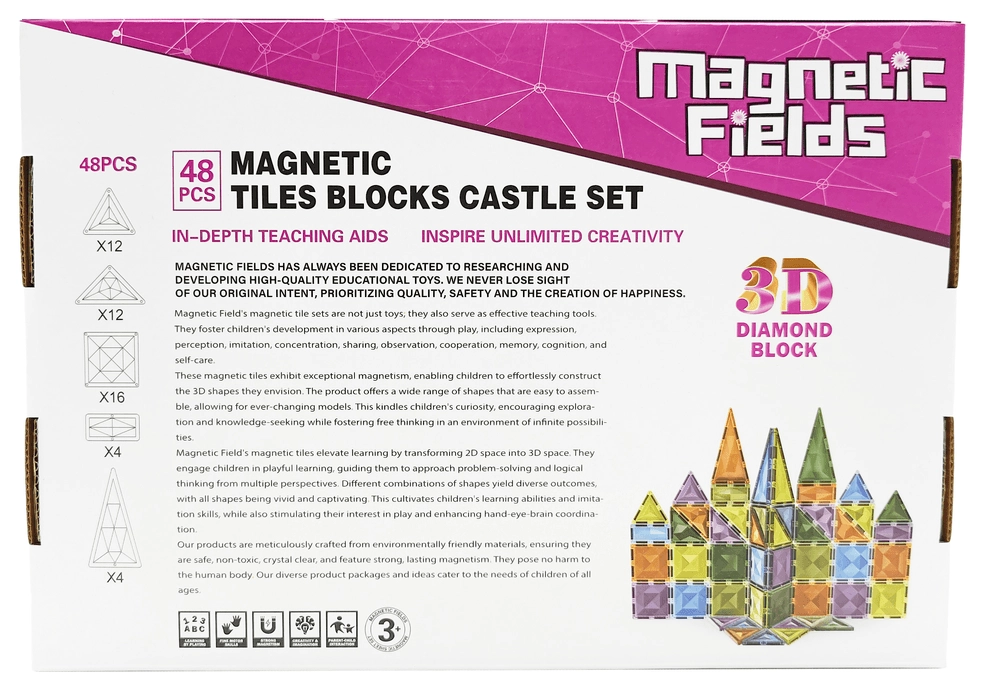 Light Magnetic Tiles Castle Set - Architecture 48 pcs