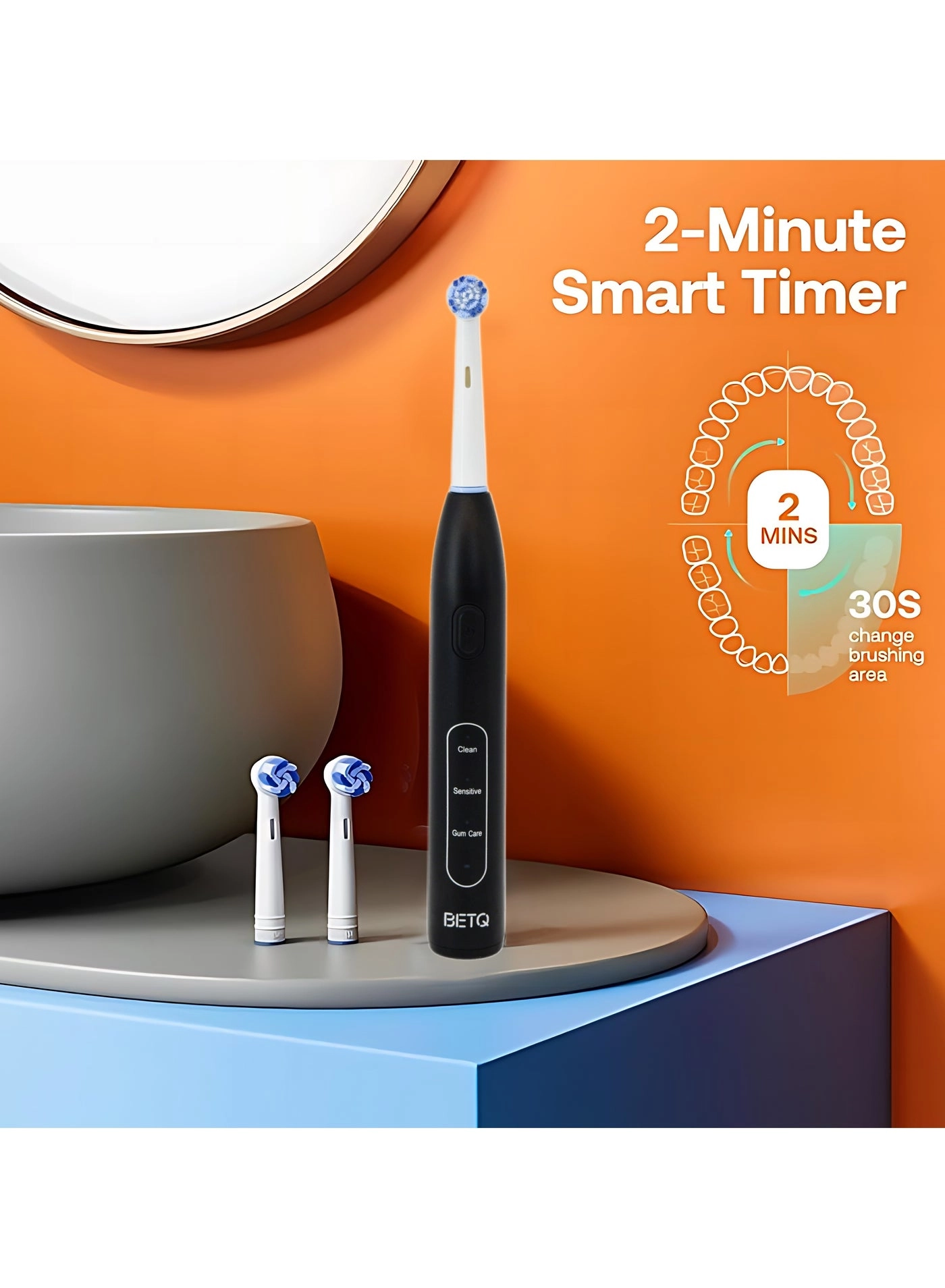 P1 - Portable Series Rotary Electric Toothbrush Dupont Brush Heads*4 Travel Case Use Time > 30 Days