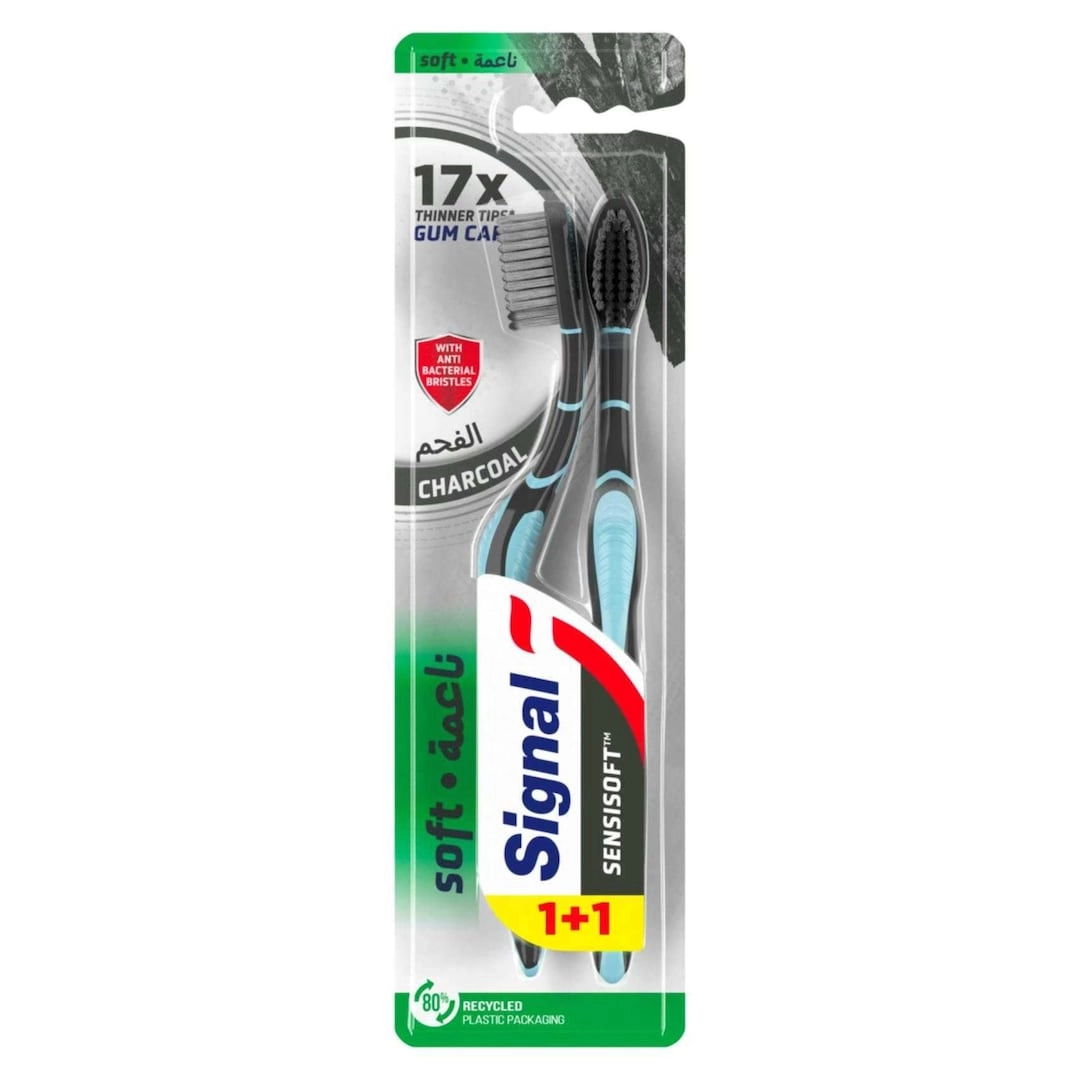 Silver Charcoal - Soft Bristle Multicolour 2-Piece Pack