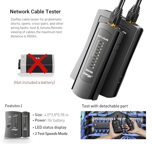 Pass Through Crimper + RJ45 Tester + 110/88 Punch Down Tool + Stripper + Cutter + Cat6 Pass Through Connectors and Boots - 4 6 8 LAN/Ethernet