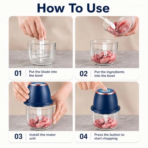Mini Wireless Garlic Chopper - 350ml USB Rechargeable