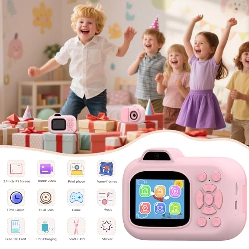 Kids Camera Instant Print - 1080P Dual-Lens