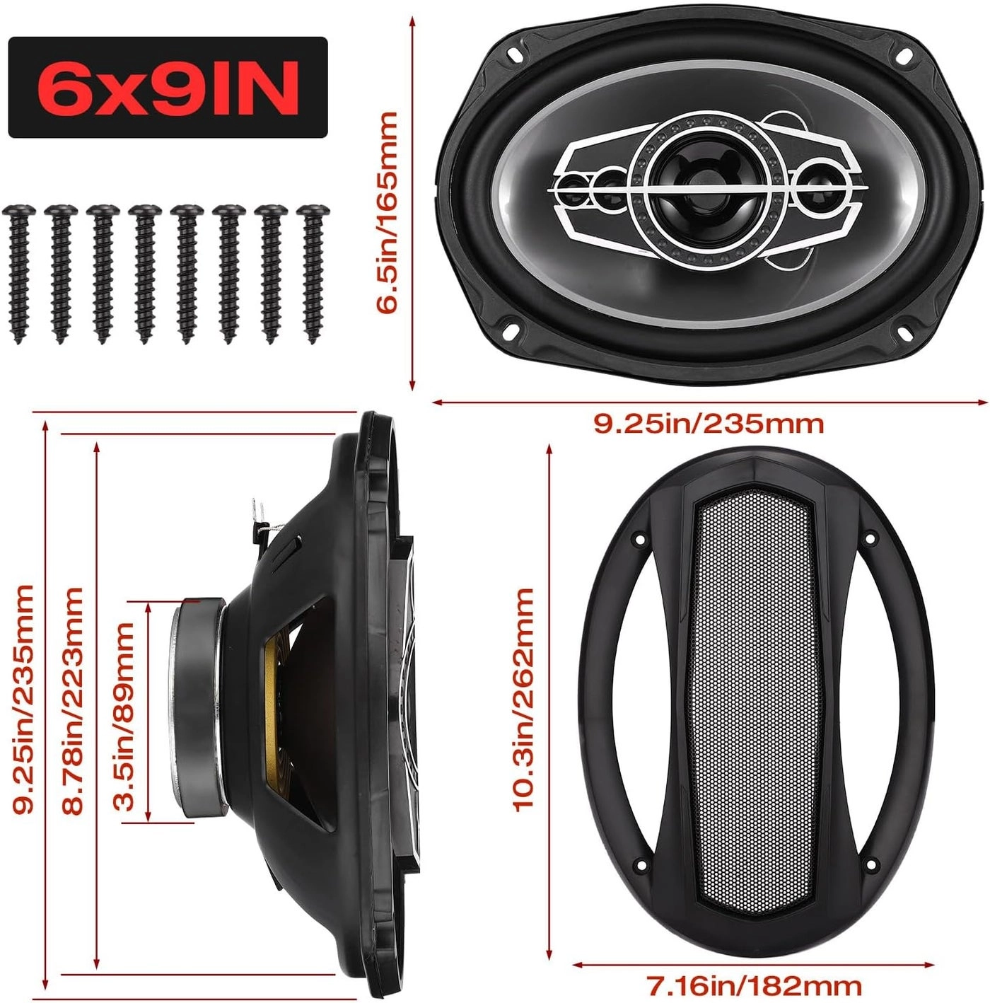 6x9 5-Way Coaxial Car Speakers
