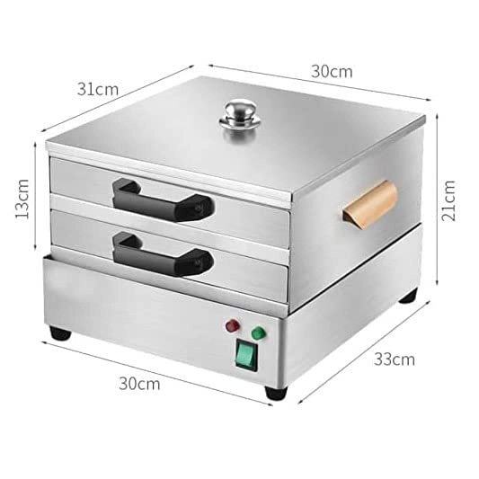 2 Layer Electric Vermicelli Roll Steamer - Stainless Steel Spare Drawer UK Plug