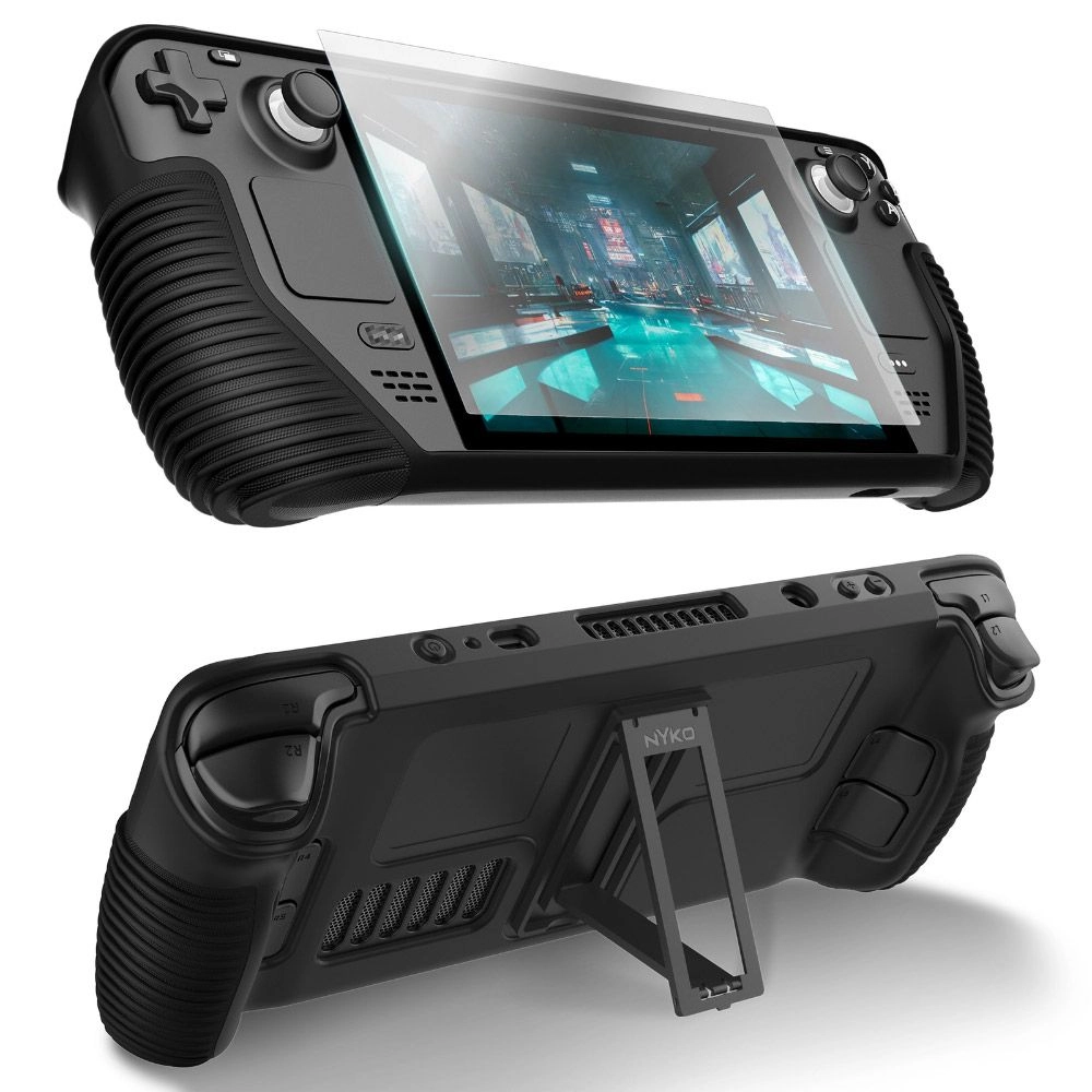 Steam Deck Armor Case - Integrated kickstand 126-degree Tempered glass screen protector