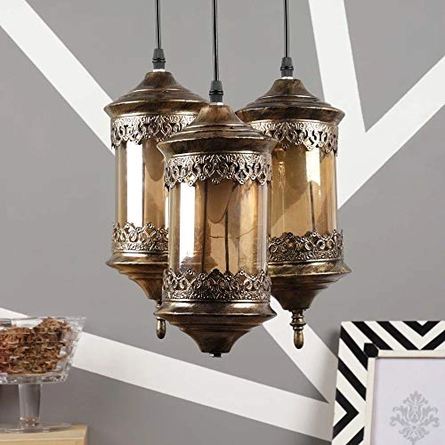 SM-501-3LP - 40Watts Chandelier Lantern Golden Antique