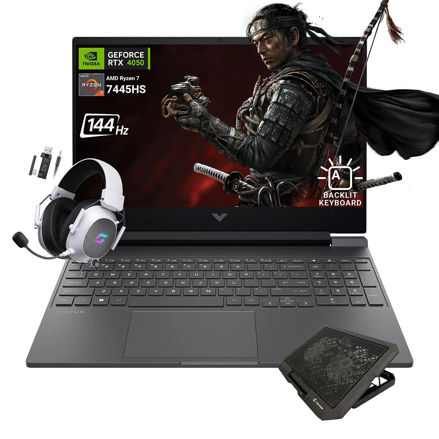 HP Victus 15-fb - 15.6'' Ryzen 7 7445HS 64GB DDR5 1TB SSD + Mytrix tactical gaming headset + Cooling Pad