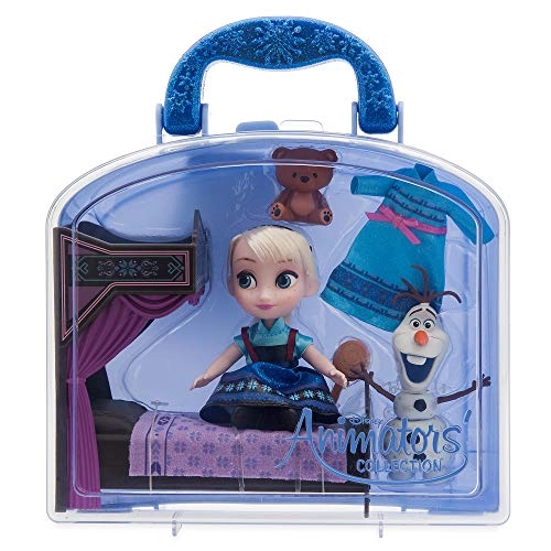 Elsa Mini Doll Play Set - Olaf and Bear Bed with Canopy Carry Case Ages 3+