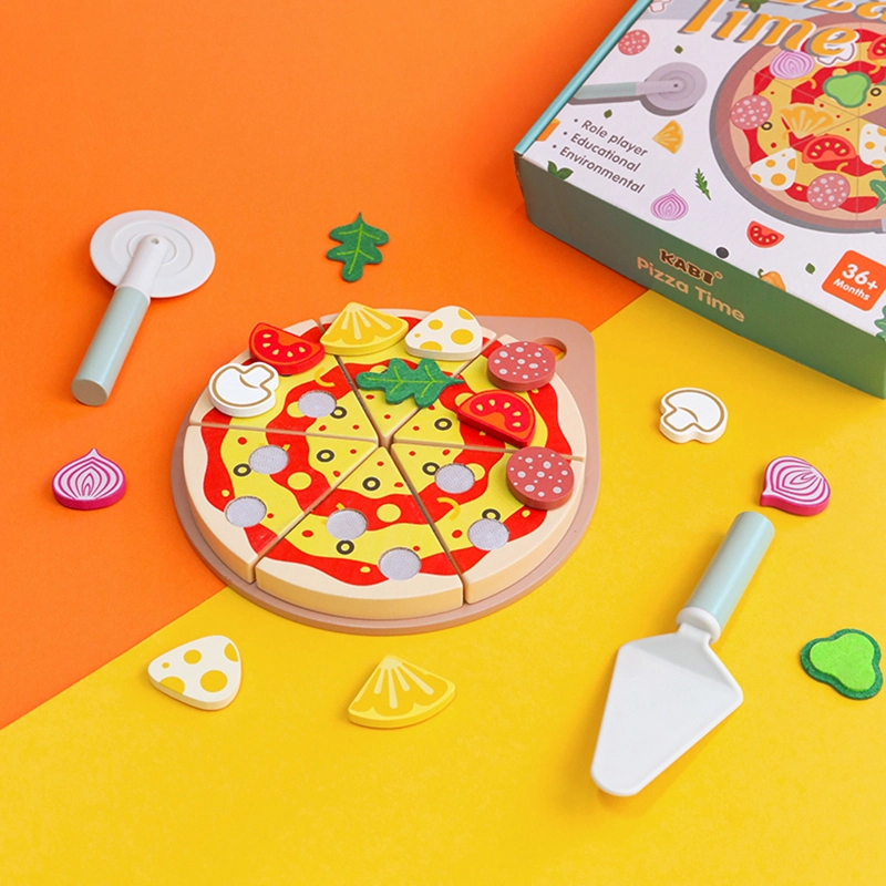 Kids Wooden Pizza Pretend Cutting Toy - 24 pcs (5551007-KABI_0179)