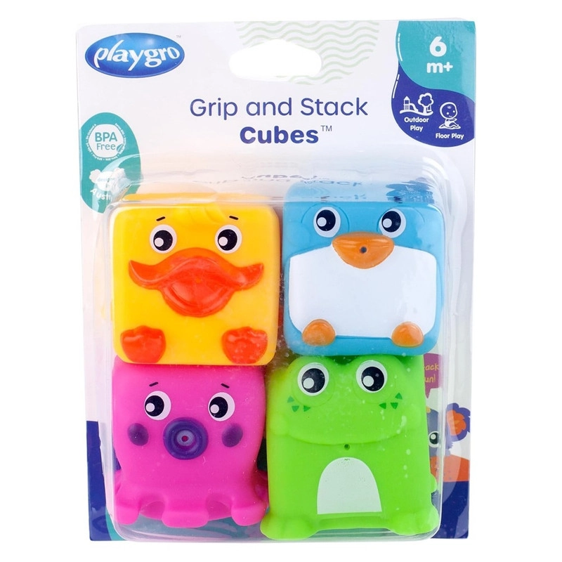 Grip And Stack Cubes - Suitable for 6 months & above 4 Pcs