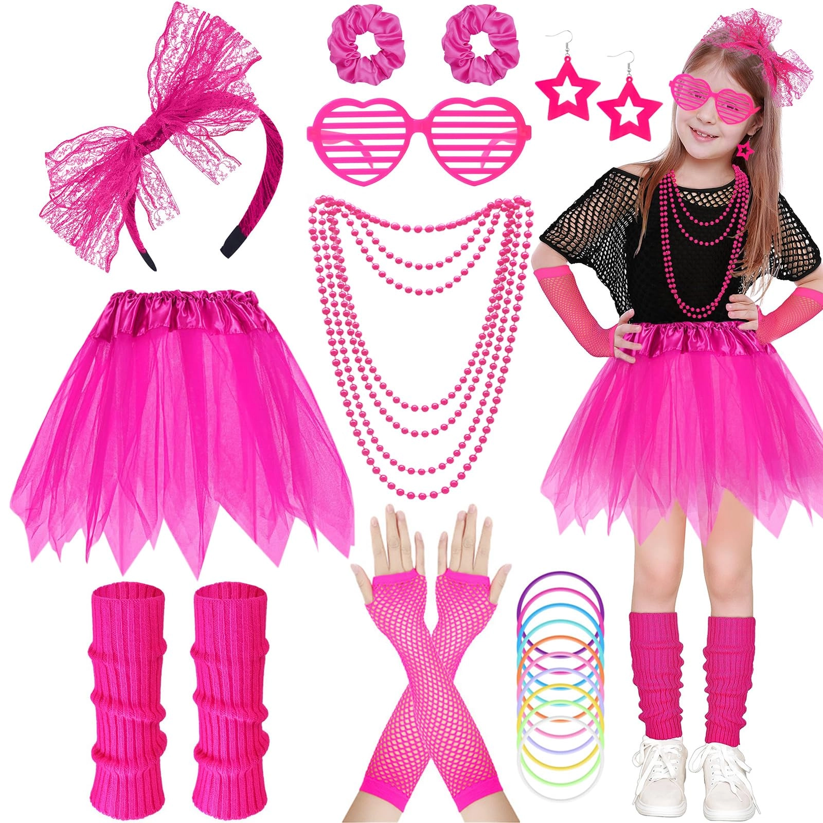 Aopier 80s Costume Accessories Set - 1980s Persona 21Pcs Girl's One Size