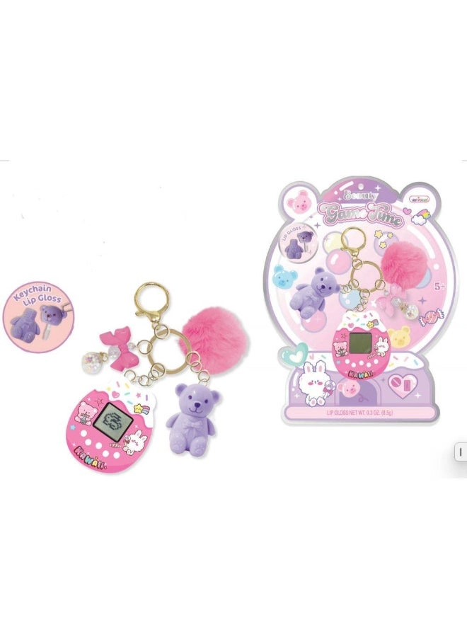 Hot Focus Digital Pet Game Device - 168+ virtual pets + Plush Bear Charm + Lip Gloss Keychain - 5 years+