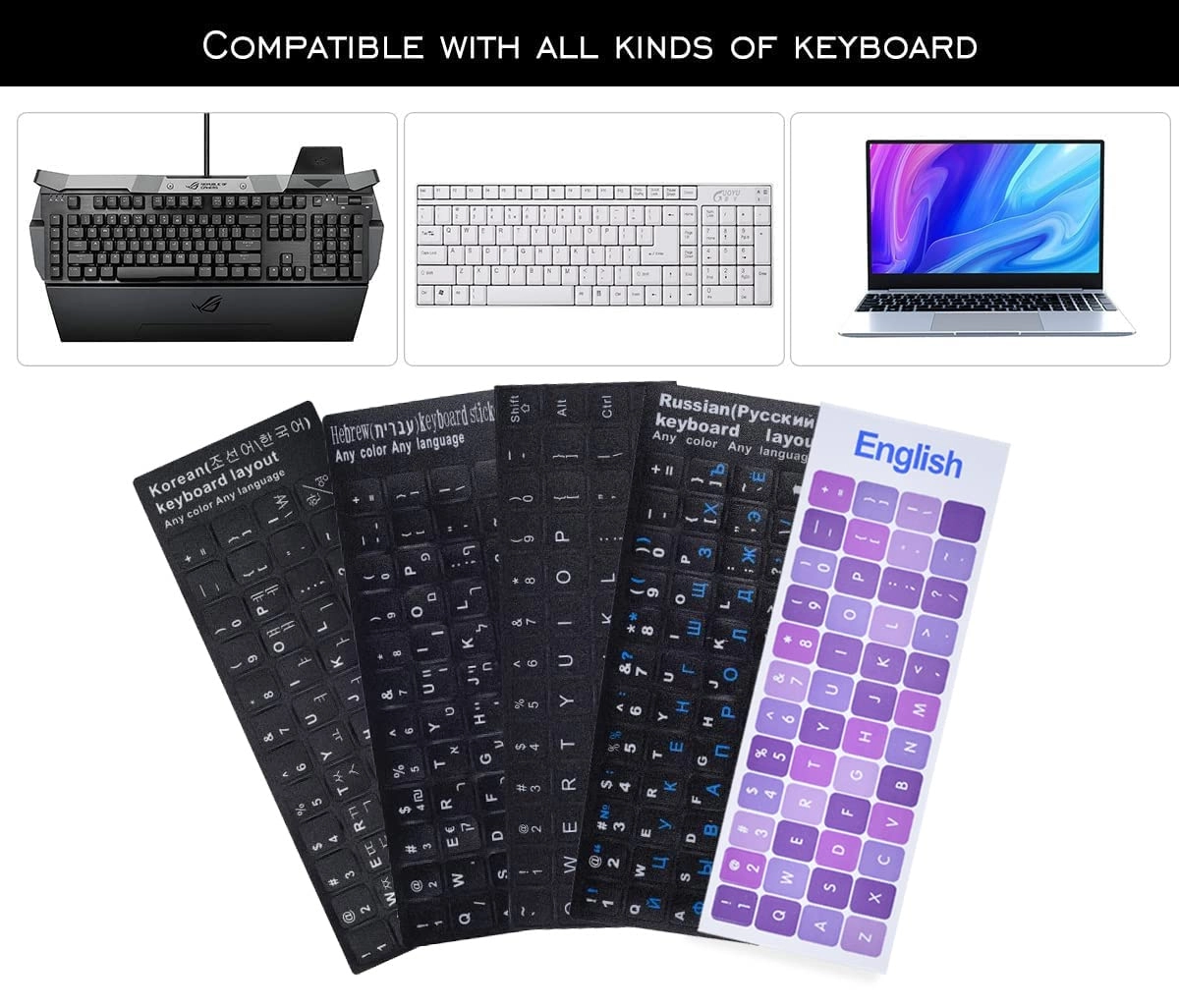Korean Keyboard Sticker - Korean-English + Tweezers