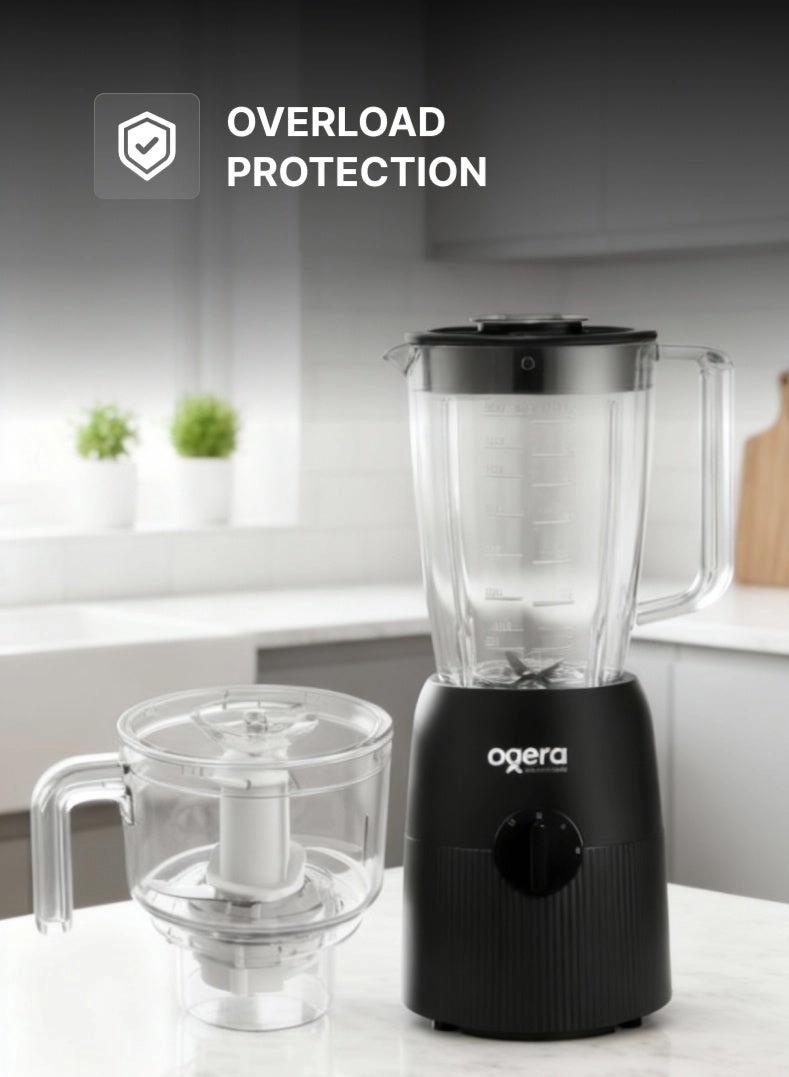 3-in-1 Electric Blender - Grinder & Chopper Attachments, Unbreakable Jar, Stainless-Steel Blades