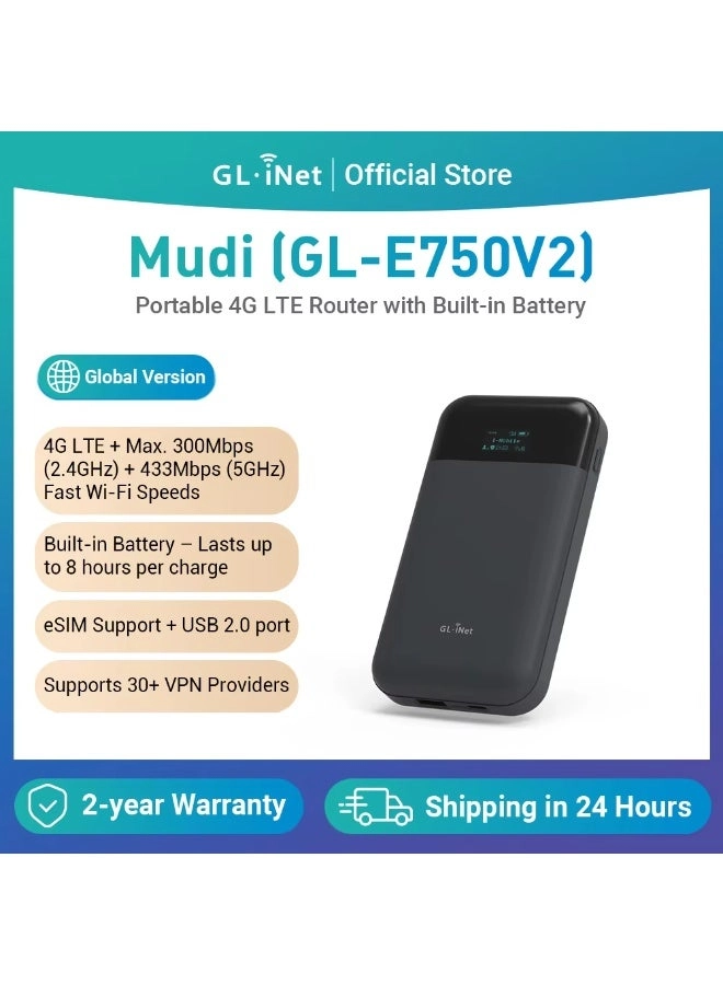 GL-E750V2 - 4G LTE 802.11ac 300Mbps (2.4G) + 433Mbps (5G)