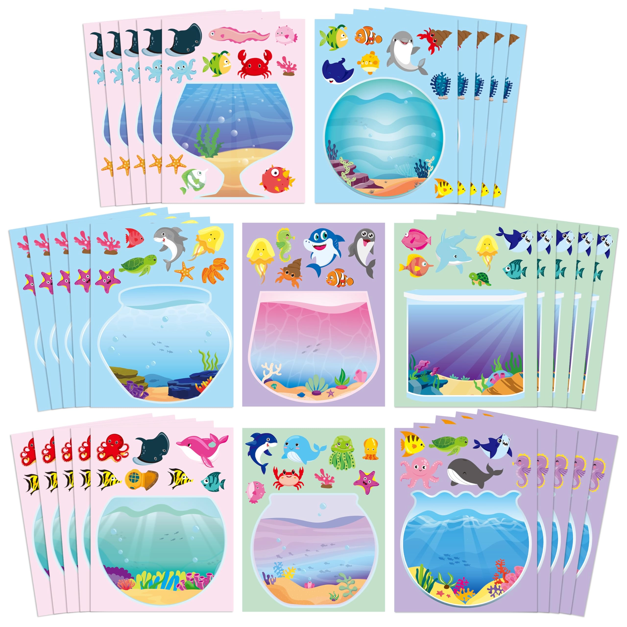 cy2side Ocean Animal Sticker Book Make a Face 40 pcs