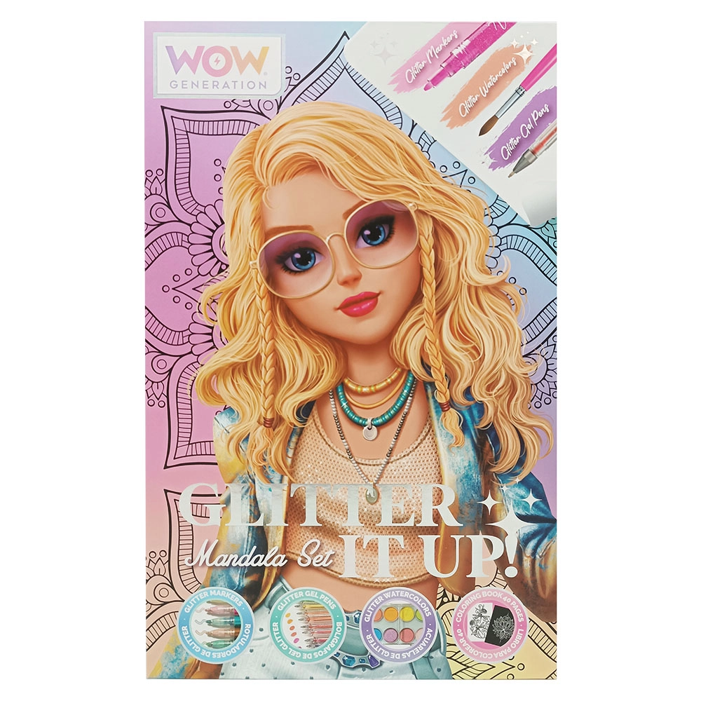 Mandala Art Kit - 40 sheets 5 glitter markers 5 glitter gel pens 10 glitter watercolors