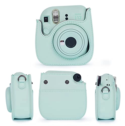 Mini 12 Camera Case - Mint Green + Mini Photo Album - 64 Pockets + Acrylic Photo Frame - 5 Colors + Wall Hang Frames + Film Frames + Border Stickers + Corner Stickers