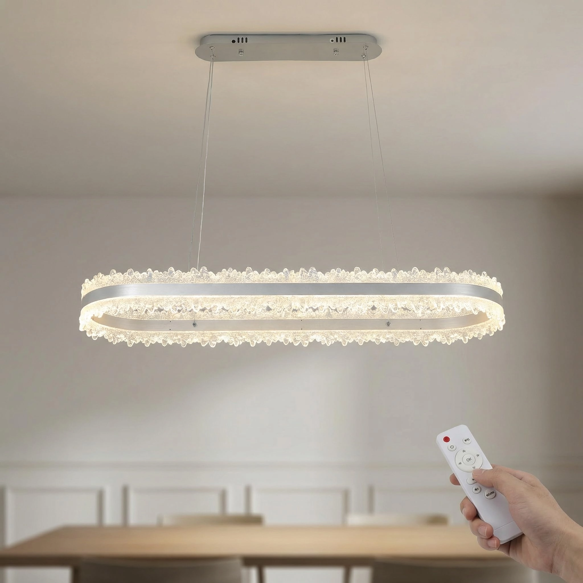 LED Ring Chandelier Oval - 3000K/4500K/6000K Stepless Dimming