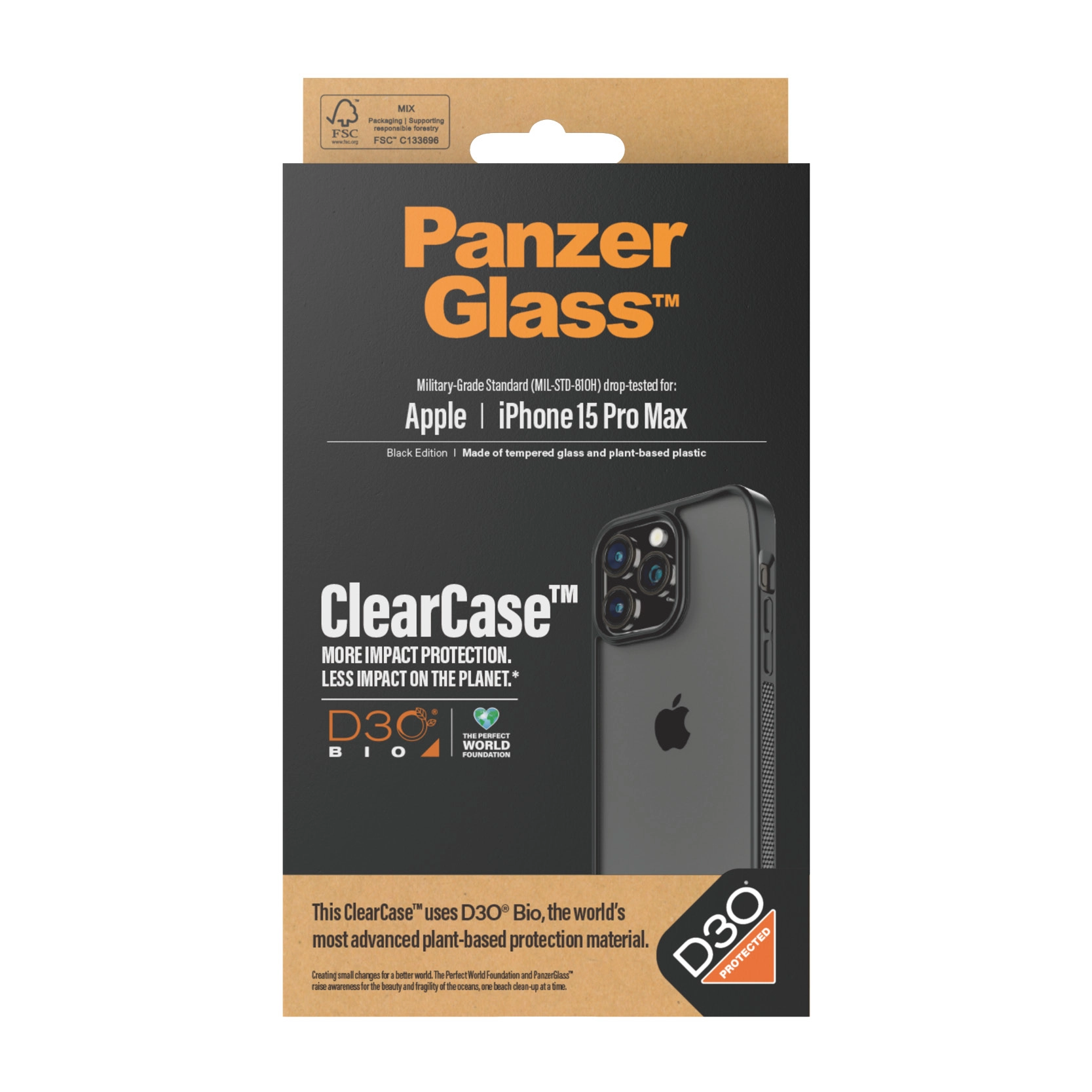 ClearCase - Glass TPU D3O + UWF Screen Protector + Camera Lens Protector for iPhone 15 Pro Max 2023 6.7"