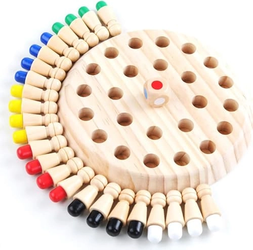 Wooden Memory Chess - Color Memory Matching Kids 4-6