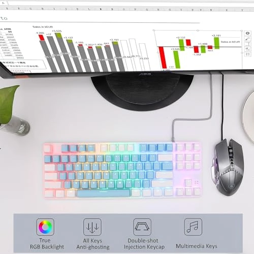 5-Color LED 87 Keys Mechanical Keyboard - Wired