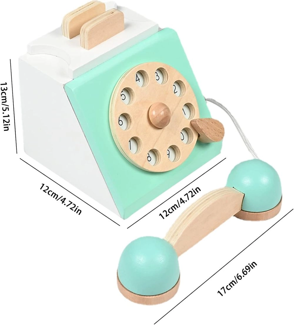 Interactive Retro Wooden Telephone - 3 +