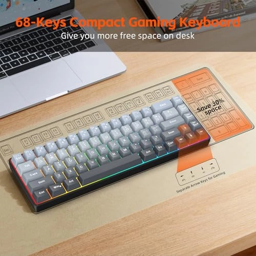 68 Key RGB Mechanical Gaming Keyboard - Wired/Wireless
