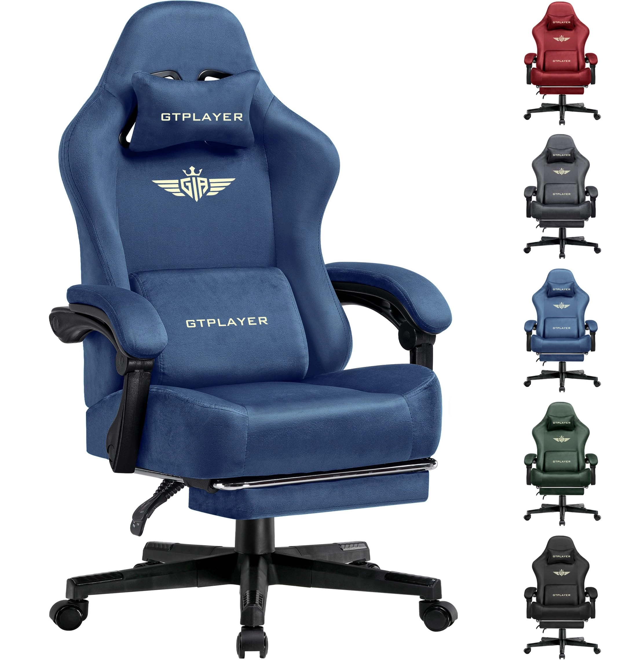 Fabric Gaming Chair - Ergonomic Footrest