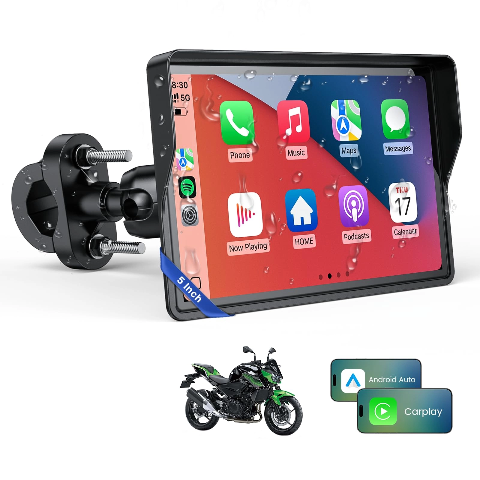Motorcycle Carplay GPS Navigation System - 5 Inch