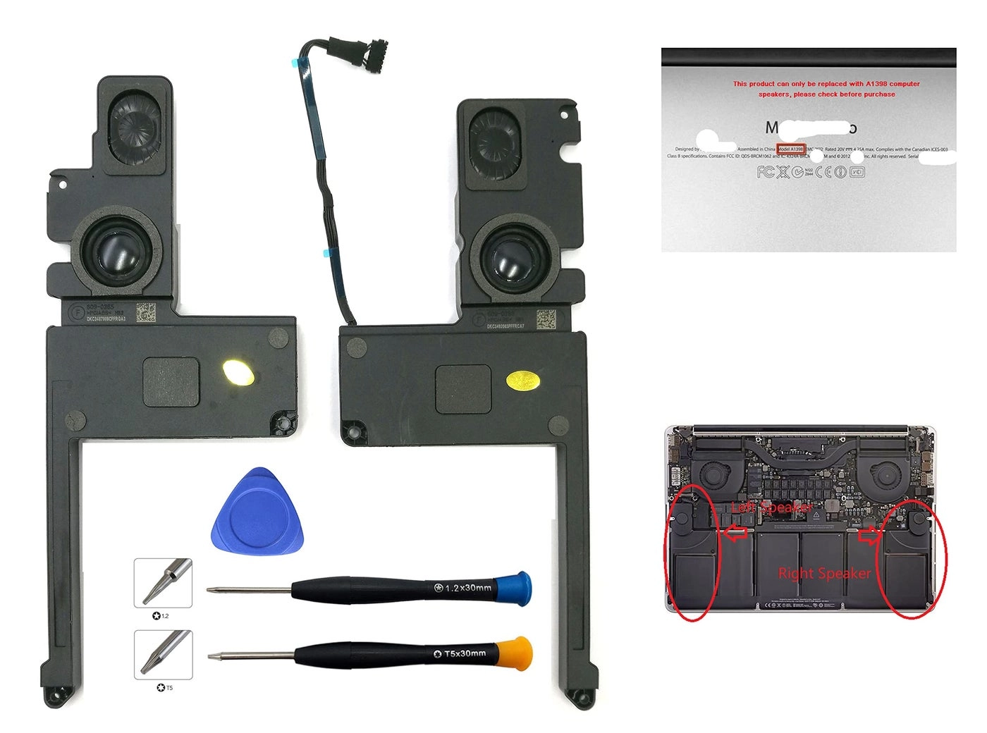 Internal Speaker - A1398 Left+Right Set MacBook Pro 15" Retina